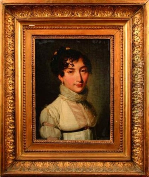Portrait En Buste D'une Dame De Qualite A La Chemise Blanche Oil Painting - Louis Leopold Boilly
