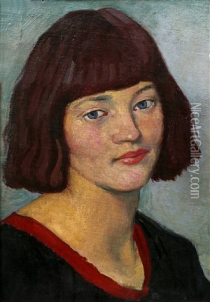 Head Of A Girl Oil Painting - William Strang