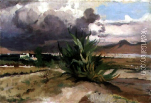 Paisaje Con Maguey Oil Painting - August Loehr