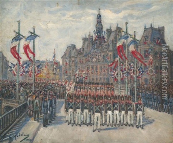 Defile Du 14 Juillet, 1930 Oil Painting - Gustave Madelain