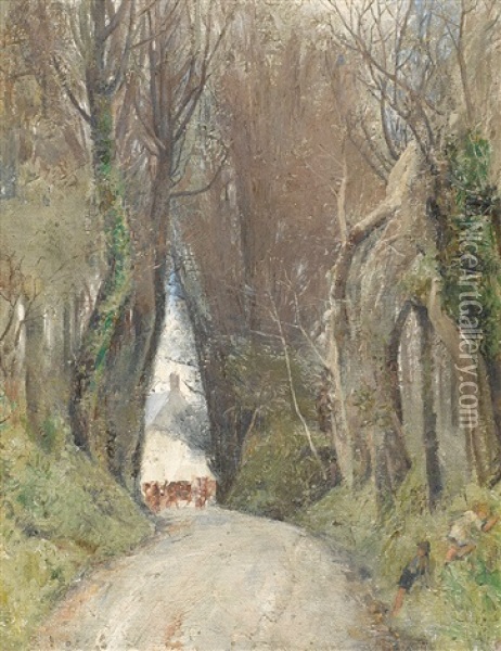 Earliest Spring In Cornwall Oil Painting - Tom Roberts