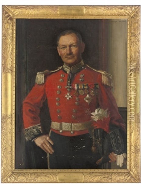 Portrait Of Deputy-lieutenant Bayley In A Full Military Uniform Oil Painting - Noel Denholm Davis