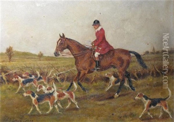 Hunting Scene (+ Another; Pair) Oil Painting - Henry Frederick Lucas Lucas