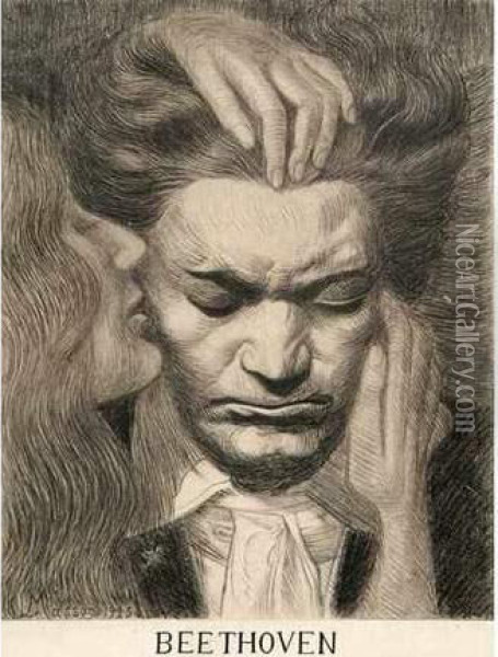 Beethoven Oil Painting - Louis Masson