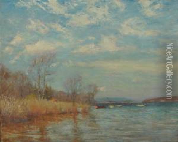 Autumnal River Landscape Oil Painting - Hal Robinson