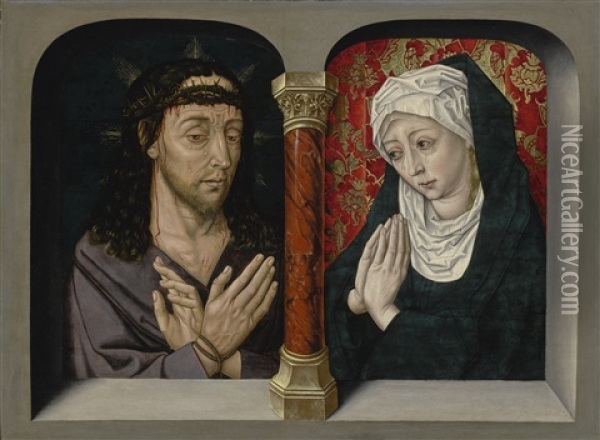 Christ Crowned With Thorns And The Virgin Of Sorrows Oil Painting - Aelbrecht Bouts