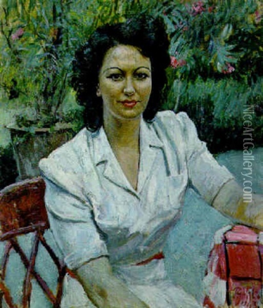 Signora In Giardino Oil Painting - Paolo Ghiglia