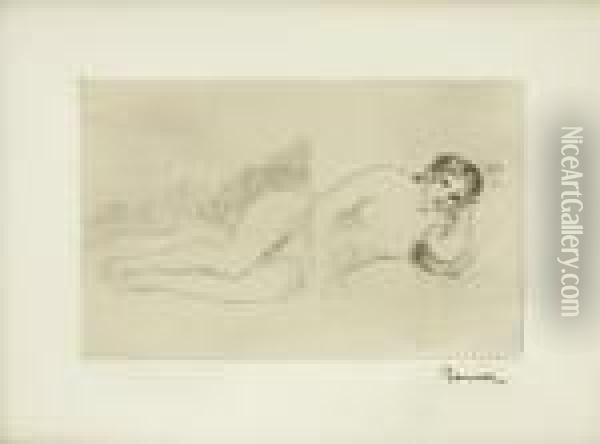 Femme Nue Couchee (tournee A Droite), 1re Planche Oil Painting - Pierre Auguste Renoir