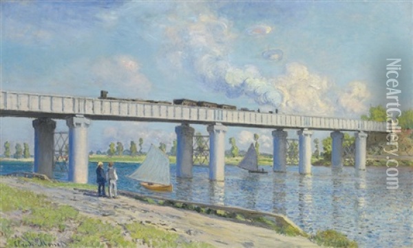 Le Pont Du Chemin De Fer A Argenteuil Oil Painting - Claude Monet