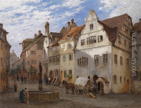 Altstadtgasschen Oil Painting - Georg Dehn