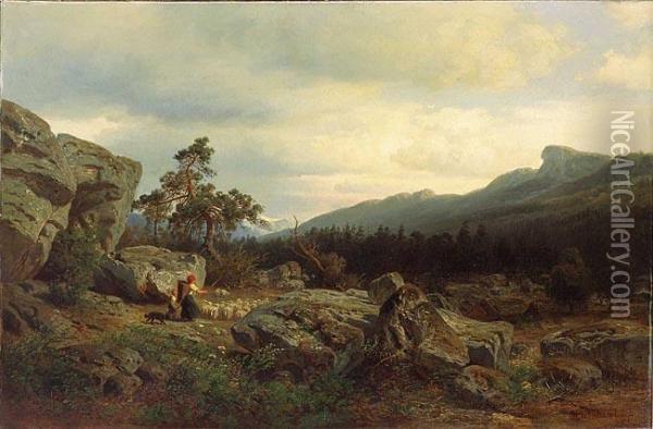 Pejzaz Gorski Oil Painting - Wilhelm J. August Nabert