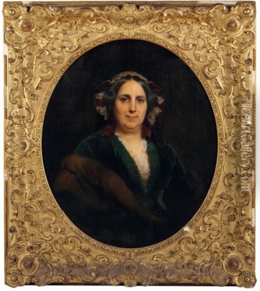 Portrait De La Comtesse Treilhard Oil Painting - Edouard Louis Dubufe