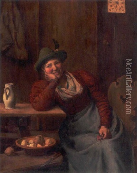 Bavarian Maiden Oil Painting - Emil Rau