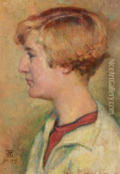 Portrait De Monique Schlumberger Oil Painting - Theo van Rysselberghe