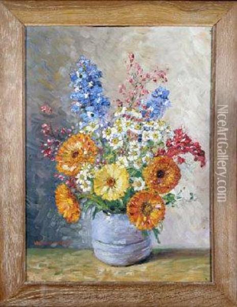 A Spray Of Flowers In A Vase Oil Painting - Walter Taylor