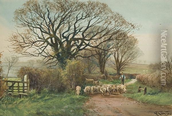Returning To The Fold Oil Painting - Henry Charles Fox