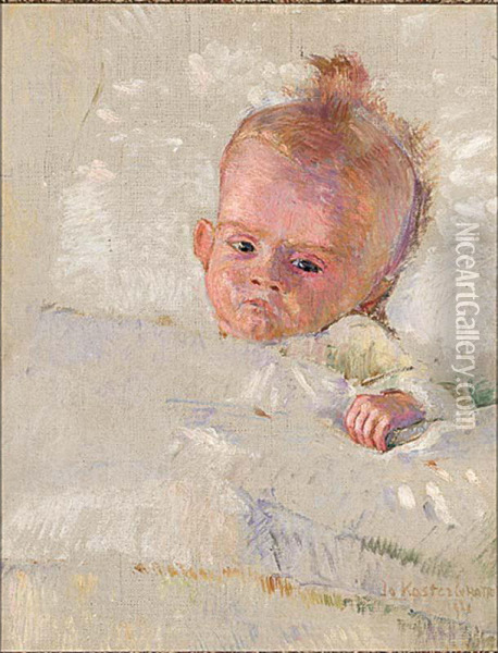 A Portrait Of A Baby Oil Painting - Jo Koster Van Hattum