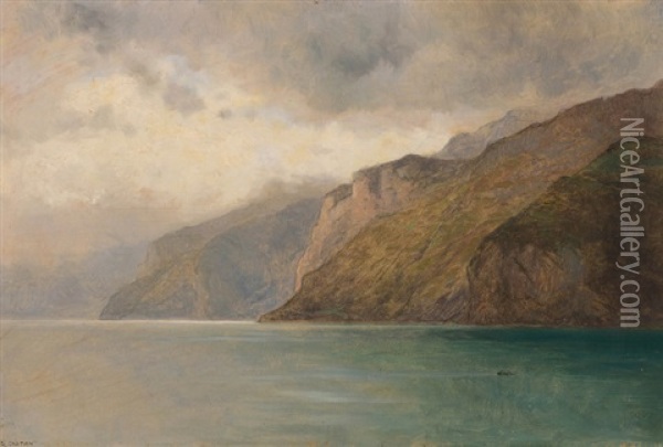 Landschaftsstudie Am Vierwaldstattersee Oil Painting - Gustave Castan