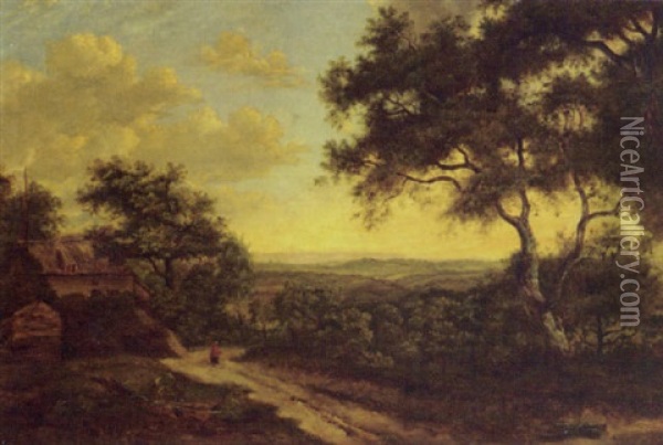 Woody Landscape With Peasant Woman Oil Painting - Patrick Nasmyth