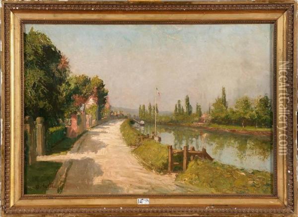 Le Chemin De Halage Oil Painting - Joseph Delattre