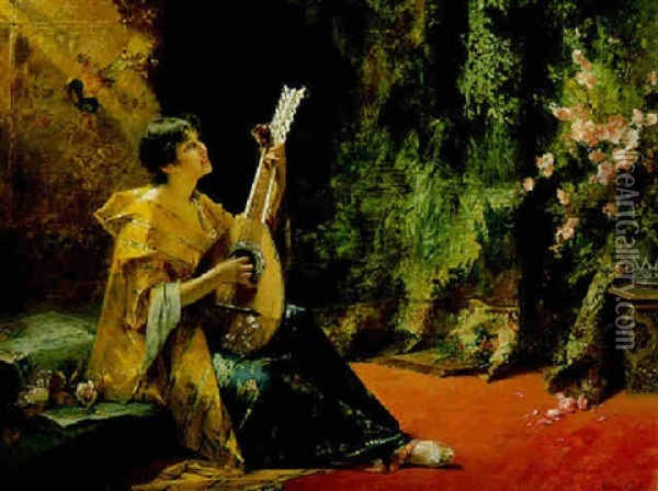 Vertraumte Melodien Oil Painting - Conrad Kiesel