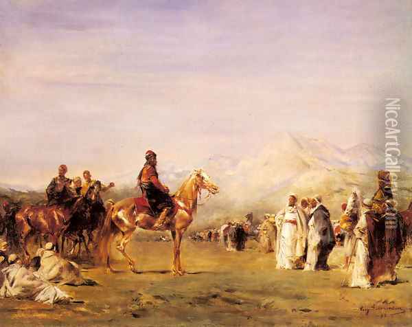 Arab Encampment in the Atlas Mountains Oil Painting - Emile Munier