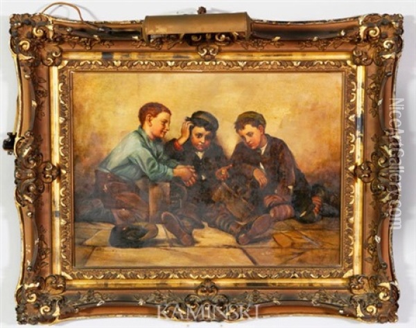 Three Boys Oil Painting - John George Brown