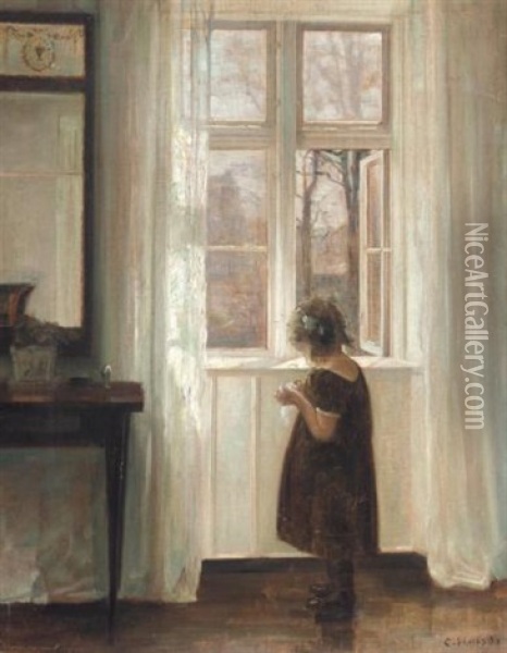 Inga Ved Vinduet Oil Painting - Carl Vilhelm Holsoe