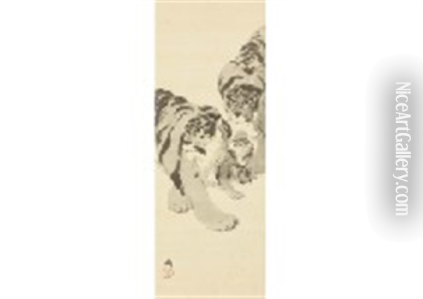 Tigar Oil Painting - Hiroshi Yoshida