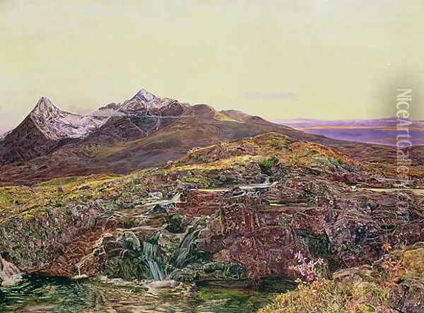 Cuillin Ridge Skye from Sligechan Oil Painting - John William Inchbold