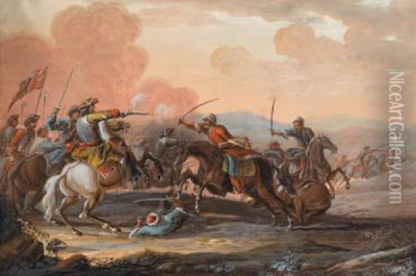 Vier Gefechtsszenen Aus Den Turkenkriegen Oil Painting - Georg Philipp I Rugendas