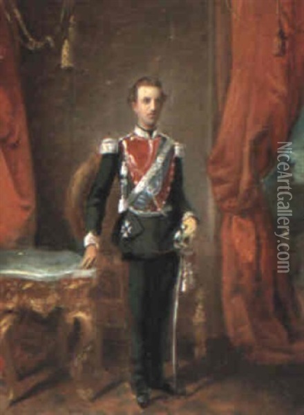 Portrait Of King George I Oil Painting - Spyridon Prosalentis