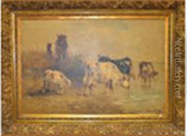 Peinture De Vaches Oil Painting - Henry Schouten