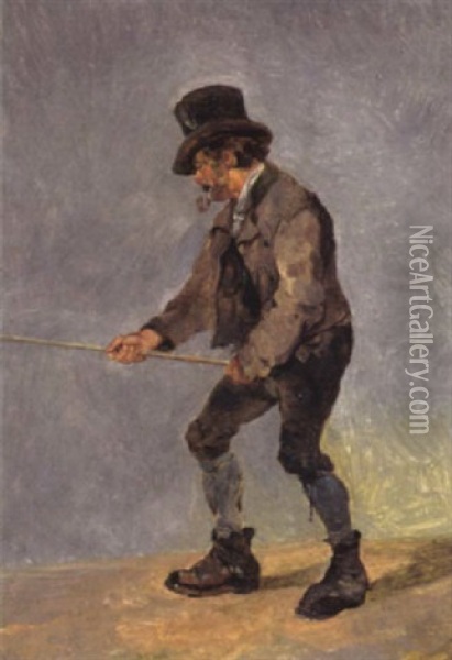 Der Angler Oil Painting - Friedrich Gauermann