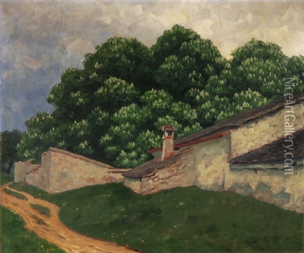 Landschaft Mit Gehoft Und Waldrand Oil Painting - Carl Steiner