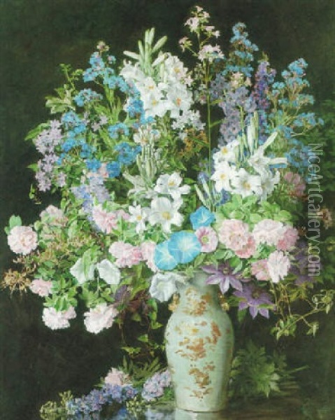 Early Summer - Stilleben Med Blommor I Vas Oil Painting - William Bruce Ellis Ranken