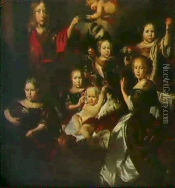 Portrait De Famille Autour D'un Jeune Enfant Oil Painting - Nicolaes Maes