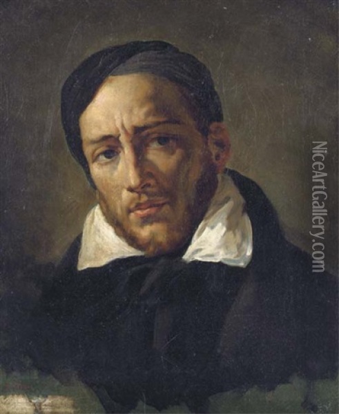 Portrait De Gericault (after Horace Vernet) Oil Painting - Alexandre Marie Colin