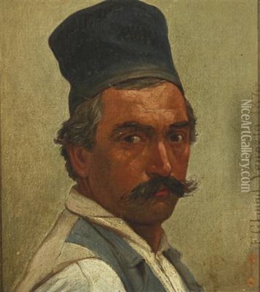 Portrait Of An Italian Gentleman Oil Painting - Frederik Christian Lund