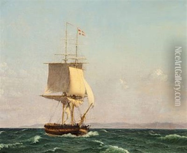 En Brig Oil Painting - Christoffer Wilhelm Eckersberg