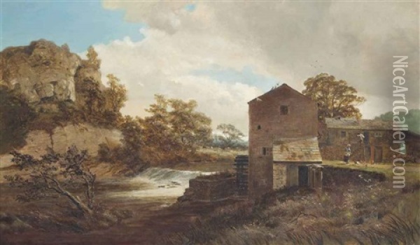 At The Mill Oil Painting - Robert Gallon