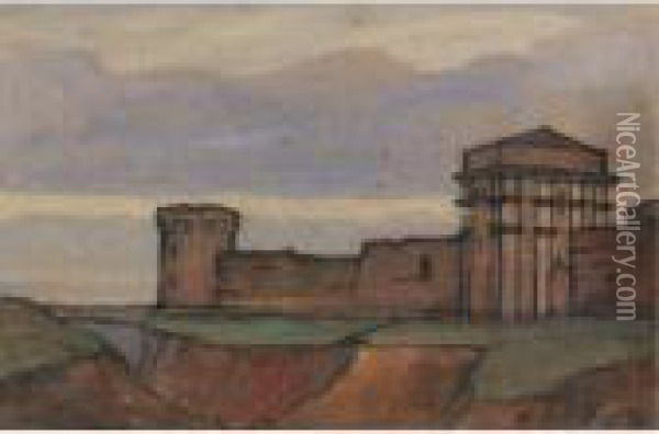 Fortress Oil Painting - Nicolaj Konstantinov Roerich