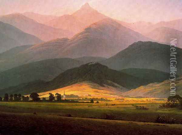 Landscape in the Riessengebirge Oil Painting - Caspar David Friedrich