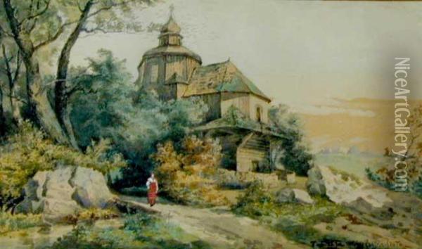 Pejzaz Wiejski Oil Painting - Jan Kazimierz Olpinski