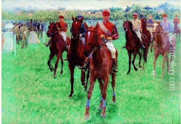 Aux Courses Oil Painting - Adolphe Binet