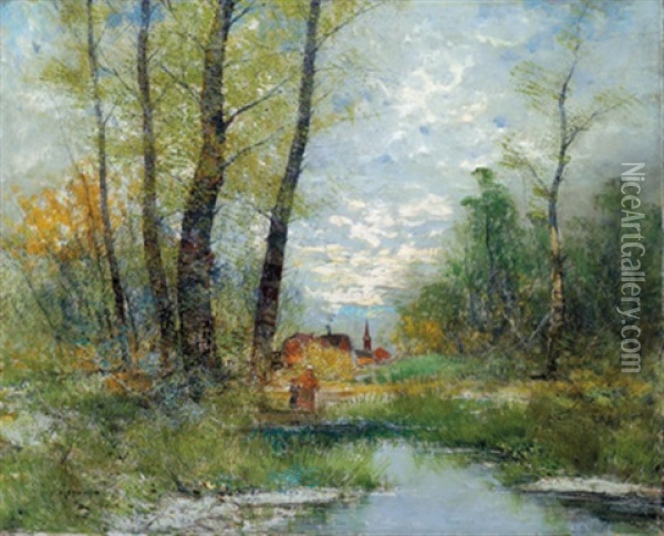 Herbstlicher Birkenwald Oil Painting - Georg Fischhof