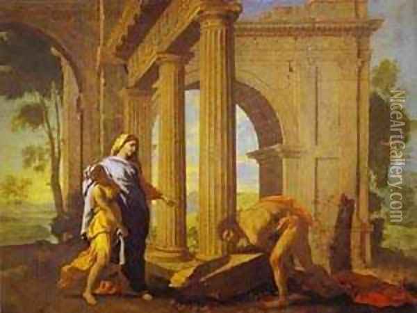 Theseus Finding His Fathers Arms C 1633-34 Oil Painting - Nicolas Poussin