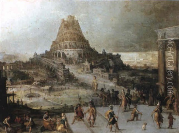 Nimrod Ordering The Construction Of The Tower Of Babel Oil Painting - Hendrick van Cleve III
