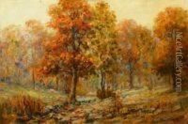 Oliver J. Corbett . Fearls Pasture Oil Painting - Oliver J. Corbett