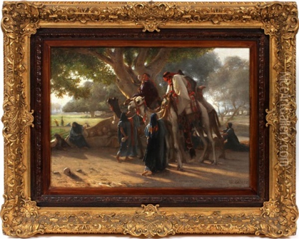 Arab Riders On Camel Back Oil Painting - Wilhelm (Karl) Gentz